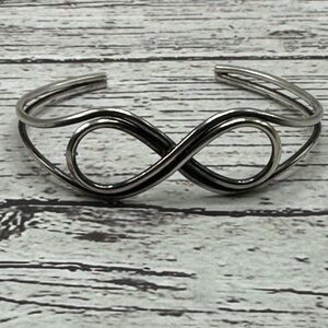 Stylish Silver Infinity Cuff Bracelet